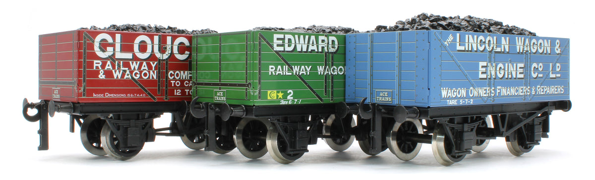 G/5-WS9 Set of 3 "Wagon Builders" Private Owner Coal Wagons - Gloucester Carriage Limited, Edward Eastwood, Lincoln Wagon & Engine Co Ltd
