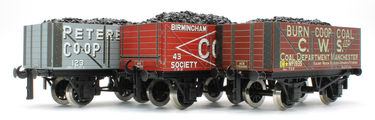 G/5-WS10 Set of 3 "Co-Op" Private Owner Coal Wagons - Peterborough Co-Op, Birmingham Co-Op, Burn Co-Op CWS