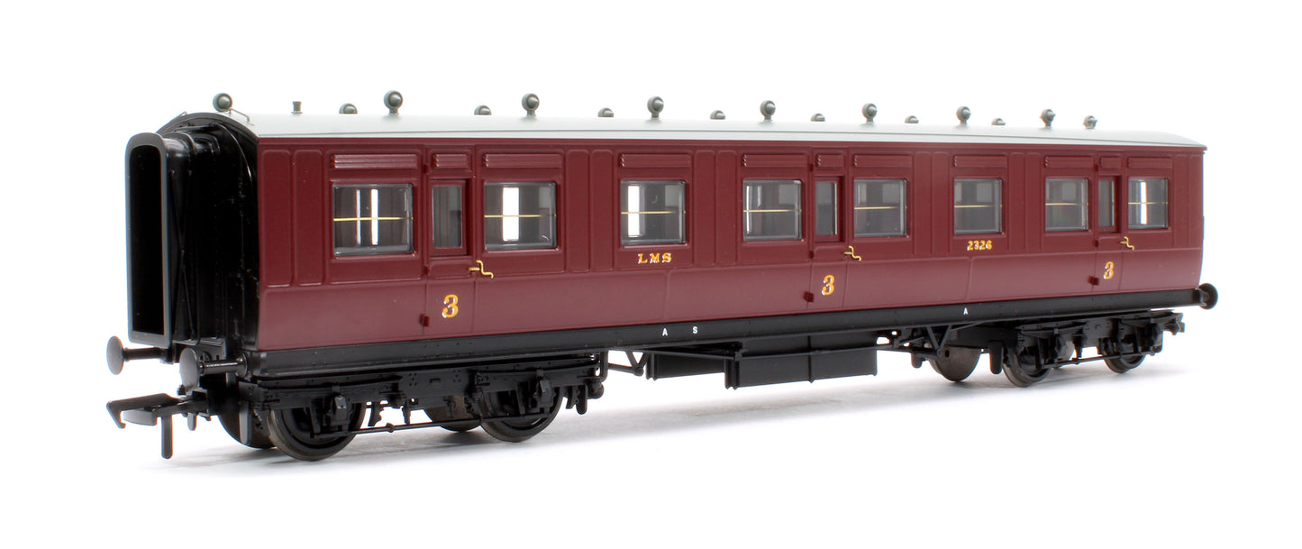 LNWR 50ft Arc Roof Third Corridor LMS Crimson Lake No.2326