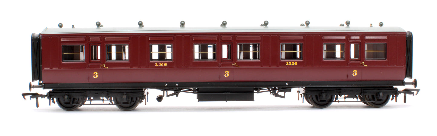 LNWR 50ft Arc Roof Third Corridor LMS Crimson Lake No.2326