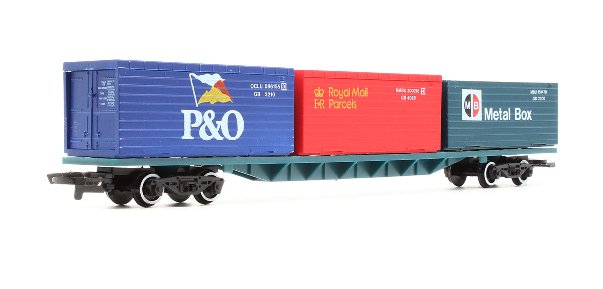 Pre-Owned Container Wagon With 3 x 20ft Containers 'Metal Box - Royal Mail - P&O'