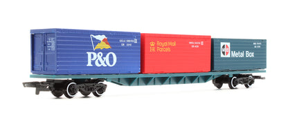 Pre-Owned Container Wagon With 3 x 20ft Containers 'Metal Box - Royal Mail - P&O'