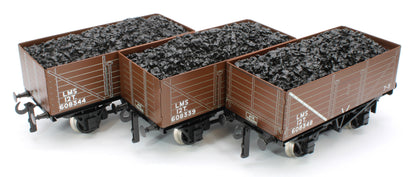 G/5-WS13 Set of 3 LMS Brown 12T Open Coal Wagons - No. 608334, 608344, 608348 - Set 13