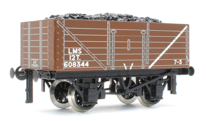 G/5-WS13 Set of 3 LMS Brown 12T Open Coal Wagons - No. 608334, 608344, 608348 - Set 13