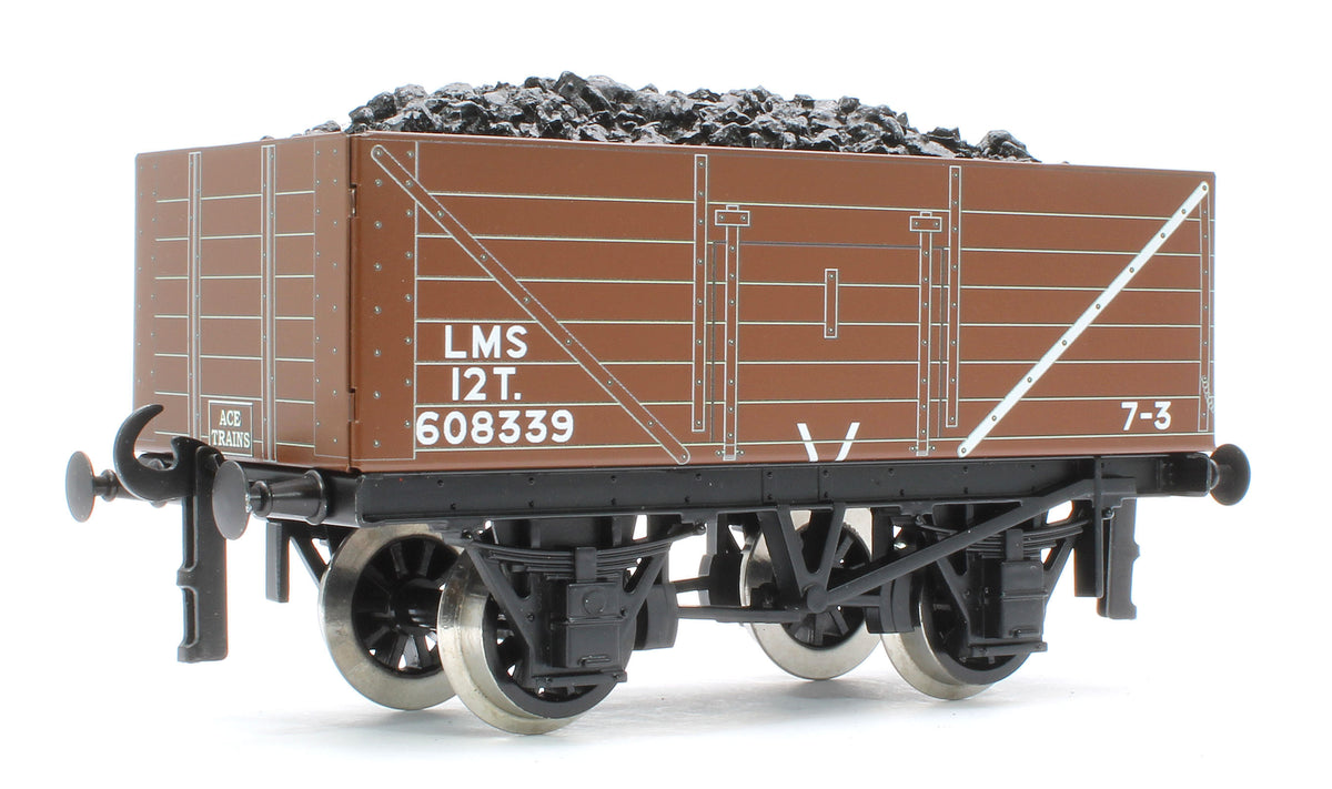 G/5-WS13 Set of 3 LMS Brown 12T Open Coal Wagons - No. 608334, 608344, 608348 - Set 13