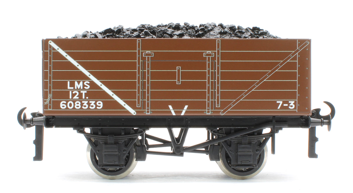 G/5-WS13 Set of 3 LMS Brown 12T Open Coal Wagons - No. 608334, 608344, 608348 - Set 13