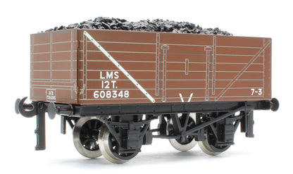 G/5-WS13 Set of 3 LMS Brown 12T Open Coal Wagons - No. 608334, 608344, 608348 - Set 13