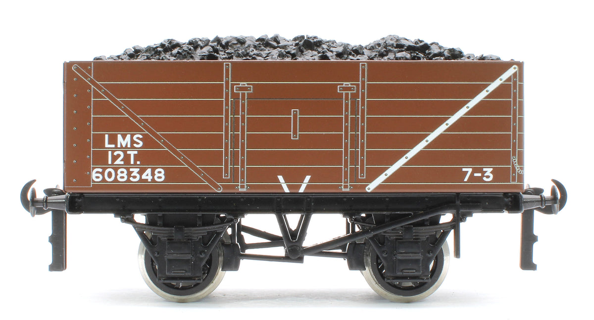 G/5-WS13 Set of 3 LMS Brown 12T Open Coal Wagons - No. 608334, 608344, 608348 - Set 13