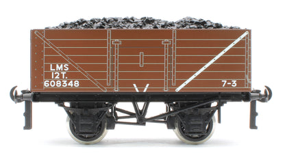 G/5-WS13 Set of 3 LMS Brown 12T Open Coal Wagons - No. 608334, 608344, 608348 - Set 13