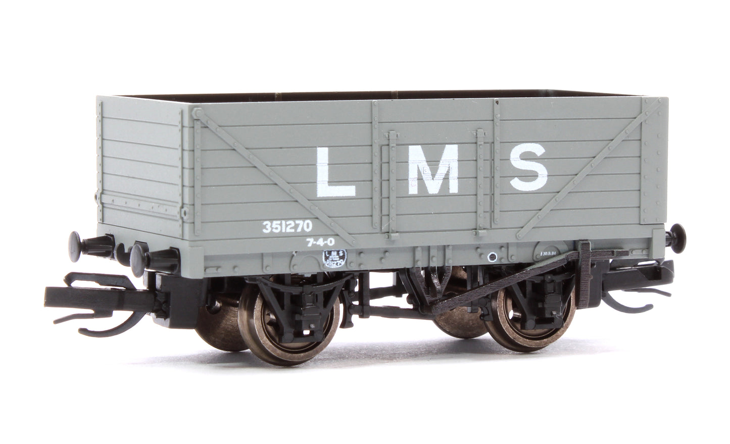 TT:120 Scale LMS Grey 7-Plank Open Wagon No.351270