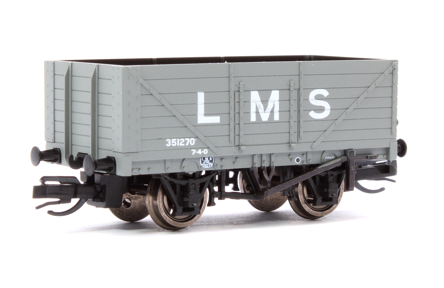 TT:120 Scale LMS Grey 7-Plank Open Wagon No.351270