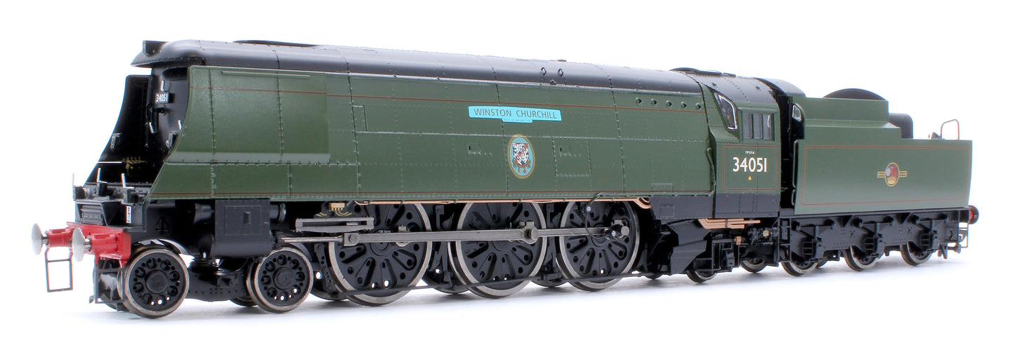 Black Label Battle of Britain Winston Churchill 34051 BR Green Totem Steam Locomotive - DCC Sound & Smoke