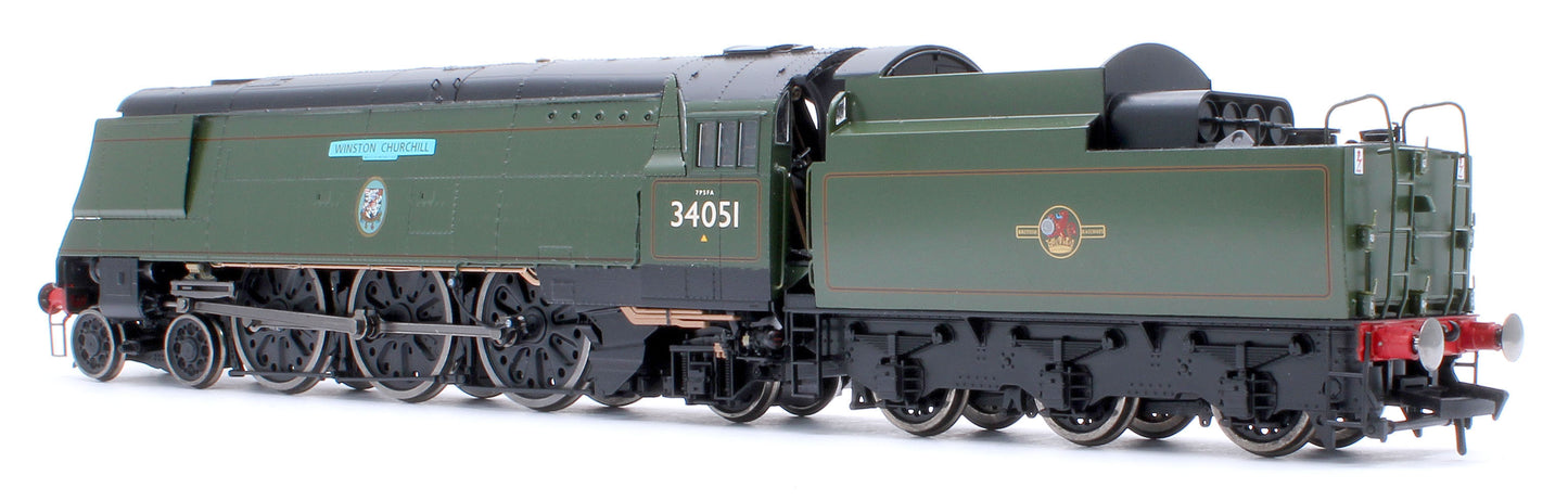 Black Label Battle of Britain Winston Churchill 34051 BR Green Totem Steam Locomotive - DCC Sound & Smoke