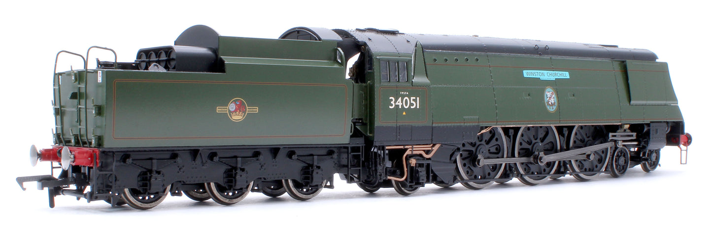 Black Label Battle of Britain Winston Churchill 34051 BR Green Totem Steam Locomotive - DCC Sound & Smoke