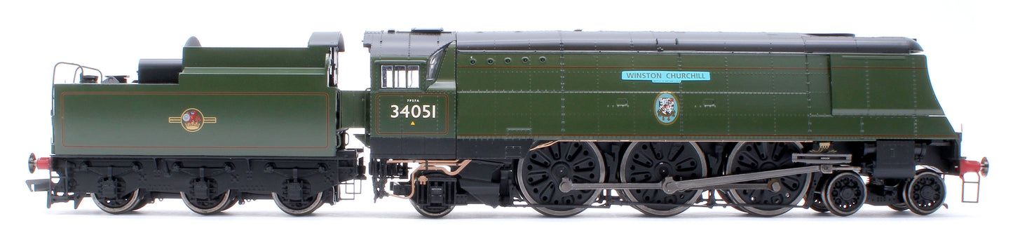 Black Label Battle of Britain Winston Churchill 34051 BR Green Totem Steam Locomotive - DCC Sound & Smoke