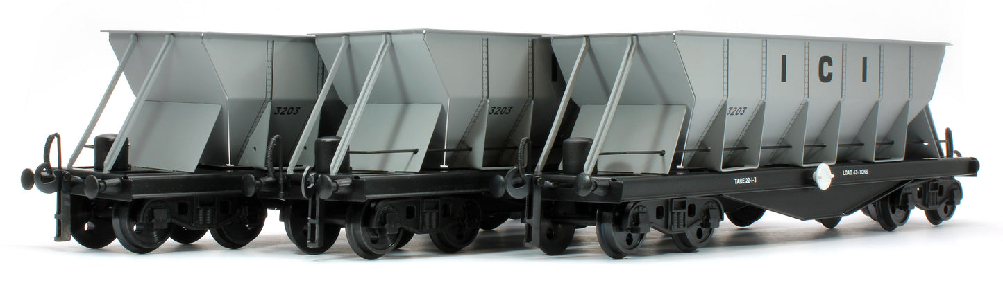 G/7-HWS1 Bogie Hopper Wagon "I.C.I" Grey No.3203 - Triple Pack Box Set