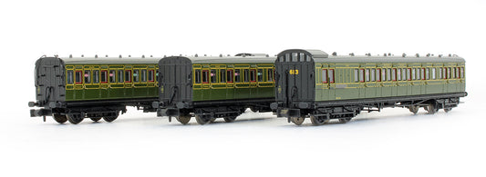 Pre-Owned 374-911 Set Of 3 SE&CR 60' Birdcage Coaches Southern Railway Olive Green