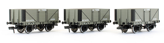 Set of 3 SECR 12 Ton 7 Plank Mineral Wagons (SR Diagram 1358) - Early SECR Livery (Light Grey)