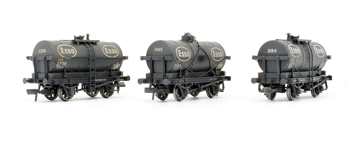 Pre-Owned Set Of 3 'Esso' Black 14 Ton Tank Wagons - Weathered