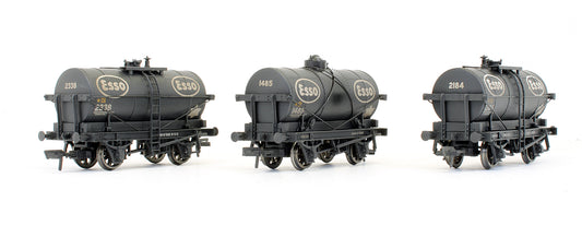 Pre-Owned Set Of 3 'Esso' Black 14 Ton Tank Wagons - Weathered