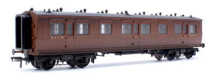 Pre-Owned Custom Weathered LNWR 50ft Arc Roof Third Corridor M&GN Brown No.81040