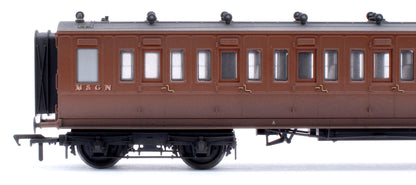 Pre-Owned Custom Weathered LNWR 50ft Arc Roof Third Corridor M&GN Brown No.81040