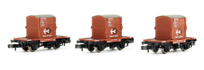 Pre-Owned Set Of 3 BR Bauxite Conflat Wagons With Containers