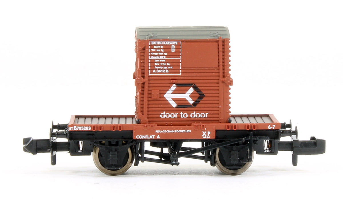 Pre-Owned Set Of 3 BR Bauxite Conflat Wagons With Containers