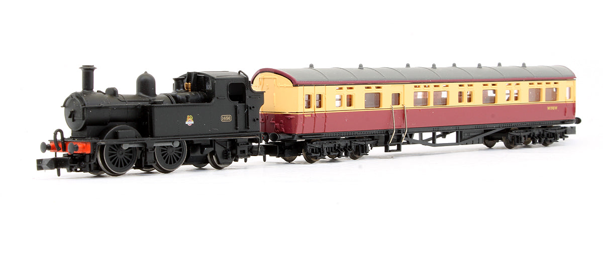 Pre-Owned 14XX BR Black Early Crest '1456' Steam Locomotive + BR Carmine & Cream Autocoach