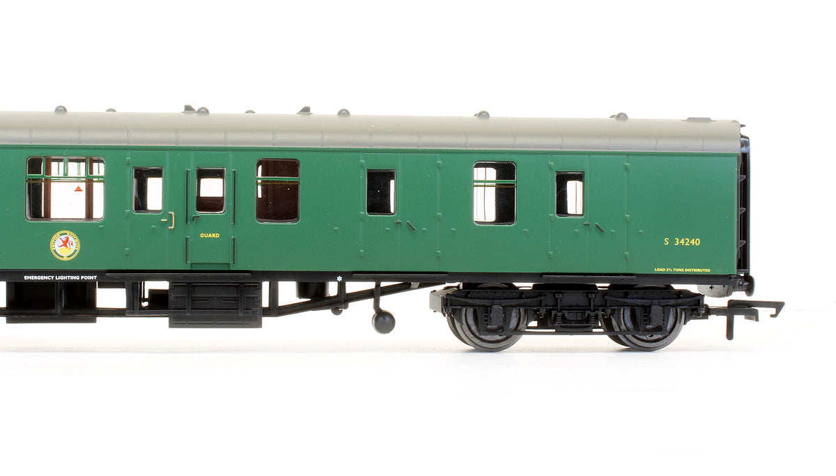 Pre-Owned BR (SR) Green MK1 Brake 2nd Class Coach 'S34240' - With Lights