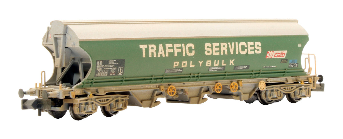 Pre-Owned Covered Bogie Hopper Wagon 'Traffic Services' - Weathered