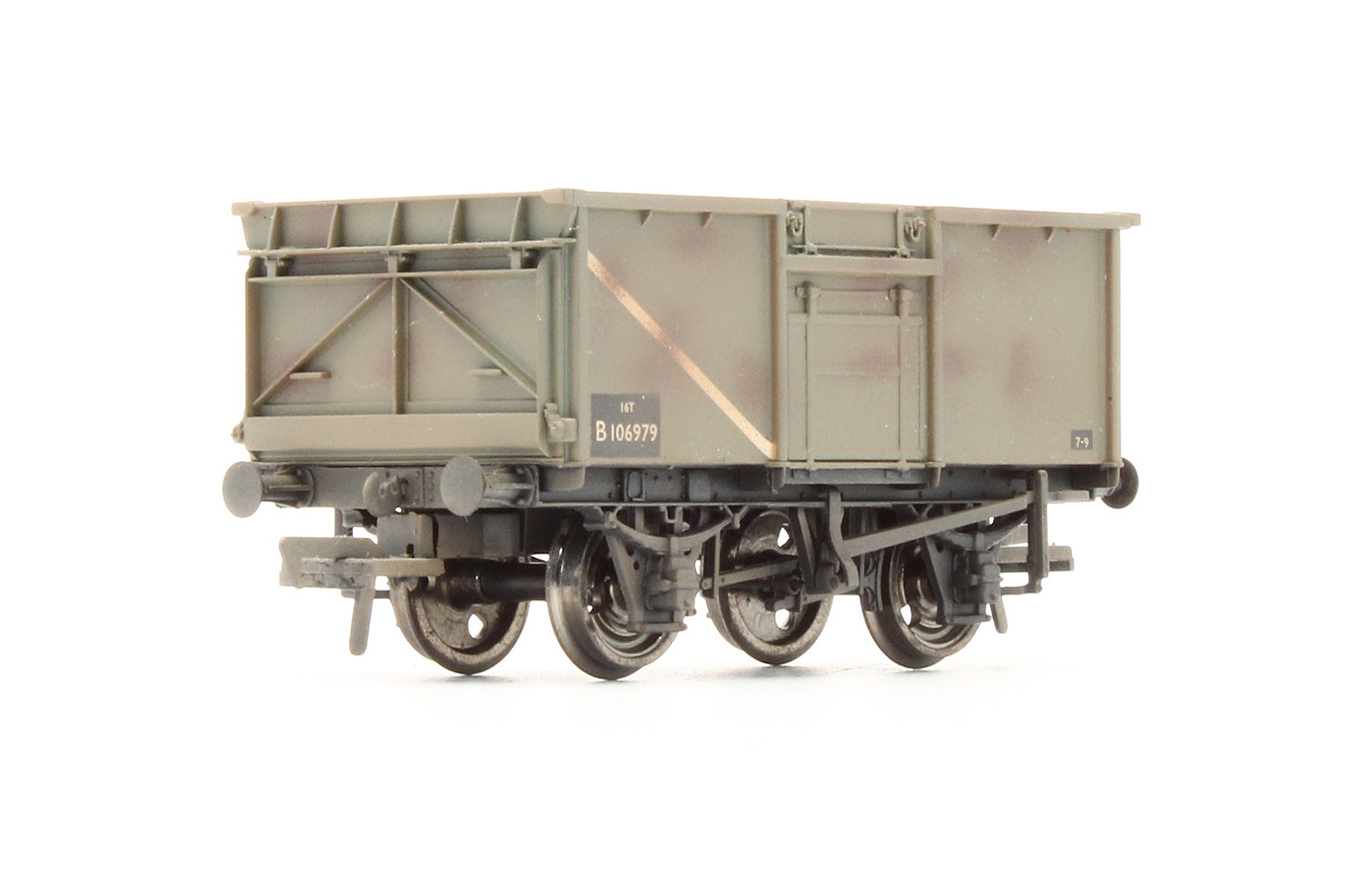 Pre-Owned 37-227 16 Ton Steel Mineral Wagon BR Grey With Top Flat Doors 'B106979' - Weathered