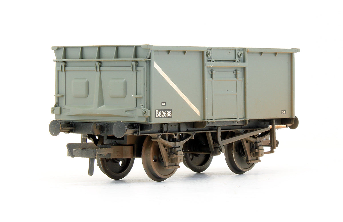Pre-Owned 16 Ton Mineral Wagon Pressed End Door & Top Flap Doors BR Grey 'B82688' - Weathered