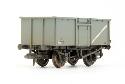 Pre-Owned 16 Ton Mineral Wagon Pressed End Door & Top Flap Doors BR Grey 'B82688' - Weathered