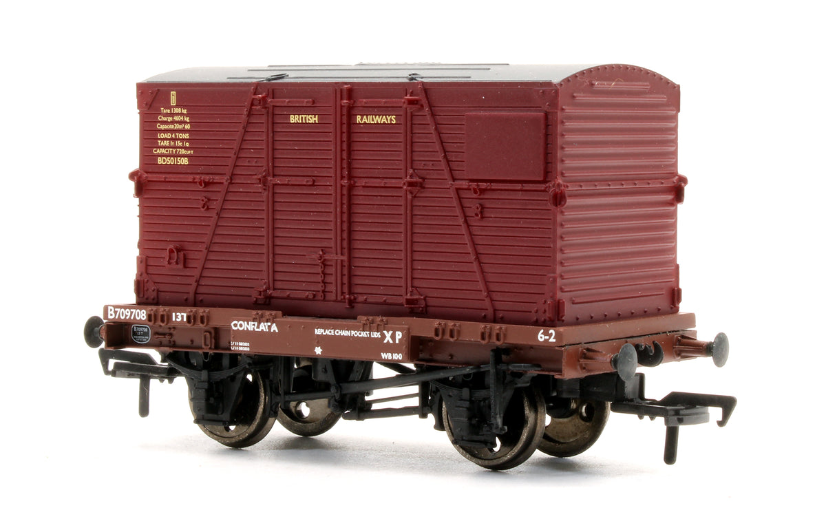 Pre-Owned BR Bauxite Conflat Wagon With BD Container BR Crimson