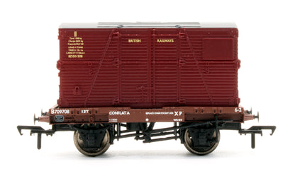 Pre-Owned BR Bauxite Conflat Wagon With BD Container BR Crimson