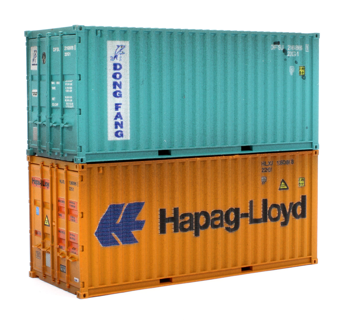 20ft Container Set (2) Hapag Lloyd/Dong Fang - Weathered