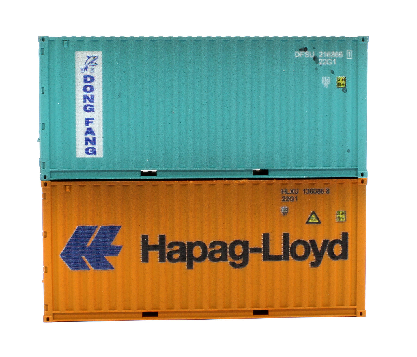 20ft Container Set (2) Hapag Lloyd/Dong Fang - Weathered