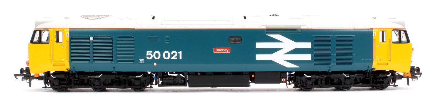 Pre-Owned ACC2243-DCC Class 50021 'Rodney' BR Blue Large Logo Diesel Locomotive (DCC Sound)