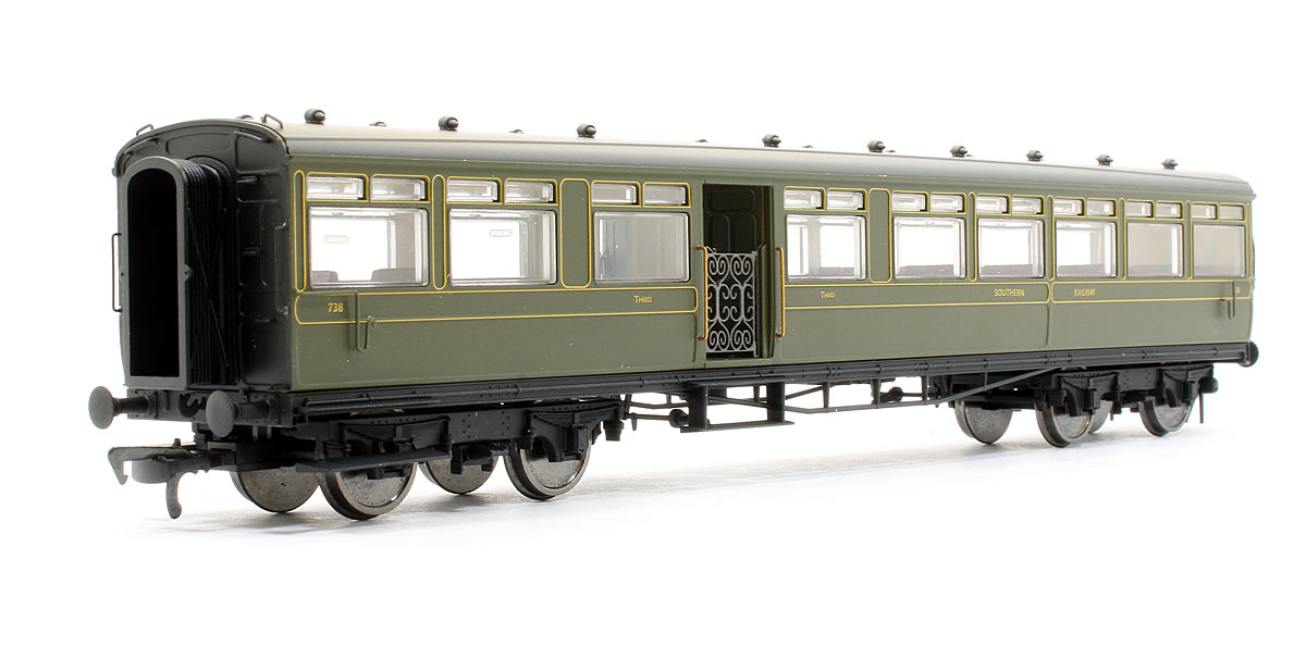 Pre-Owned LSWR 2 Car Gate Stock Set Southern Olive Green