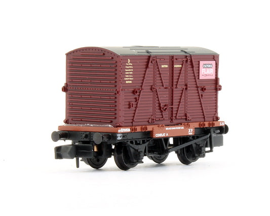 Pre-Owned 377-2023K Conflat Wagon BR Bauxite (Early) With 'Patons' BD Container (Exclusive Edition)