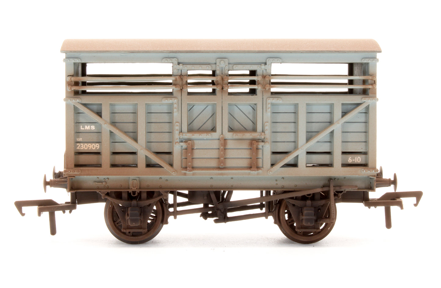 37-701A Pre-Owned 10 Ton Cattle Wagon LMS Grey - Custom Weathered