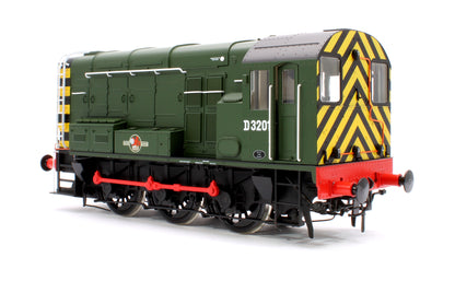 Class 08 D3201 BR Green Late Crest With Wasp Stripes Diesel Shunter Locomotive - DCC Fitted