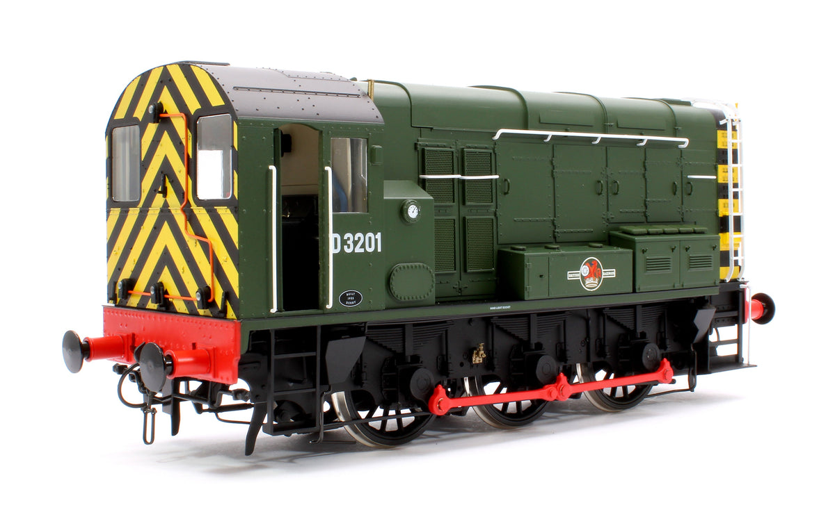 Pre-Owned Class 08 D3201 BR Green Late Crest With Wasp Stripes Diesel Shunter Locomotive - DCC Sound