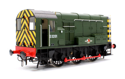 Class 08 D3201 BR Green Late Crest With Wasp Stripes Diesel Shunter Locomotive - DCC Sound Fitted