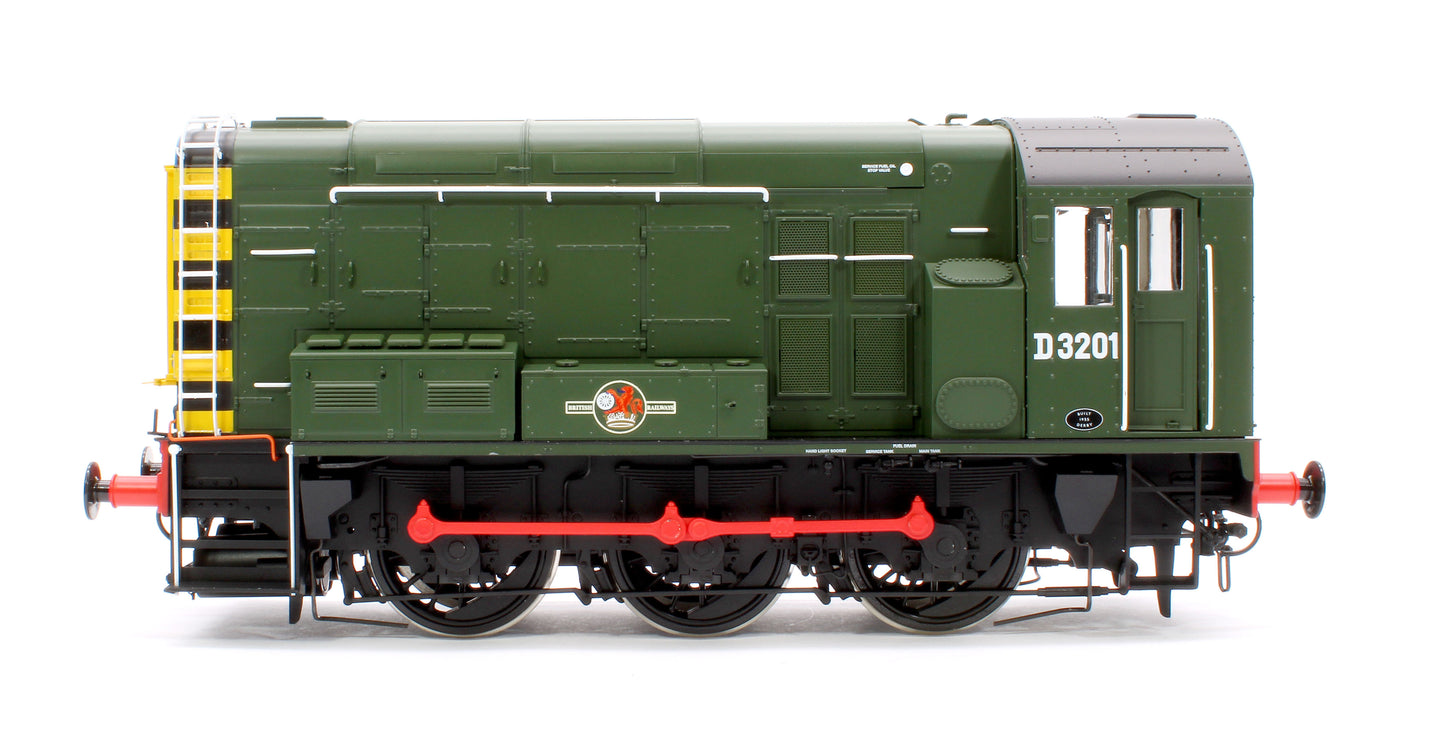 Class 08 D3201 BR Green Late Crest With Wasp Stripes Diesel Shunter Locomotive - DCC Sound Fitted