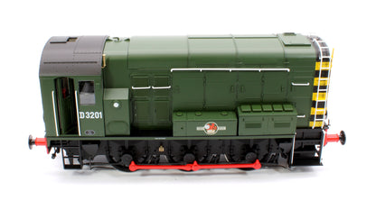 Class 08 D3201 BR Green Late Crest With Wasp Stripes Diesel Shunter Locomotive - DCC Fitted