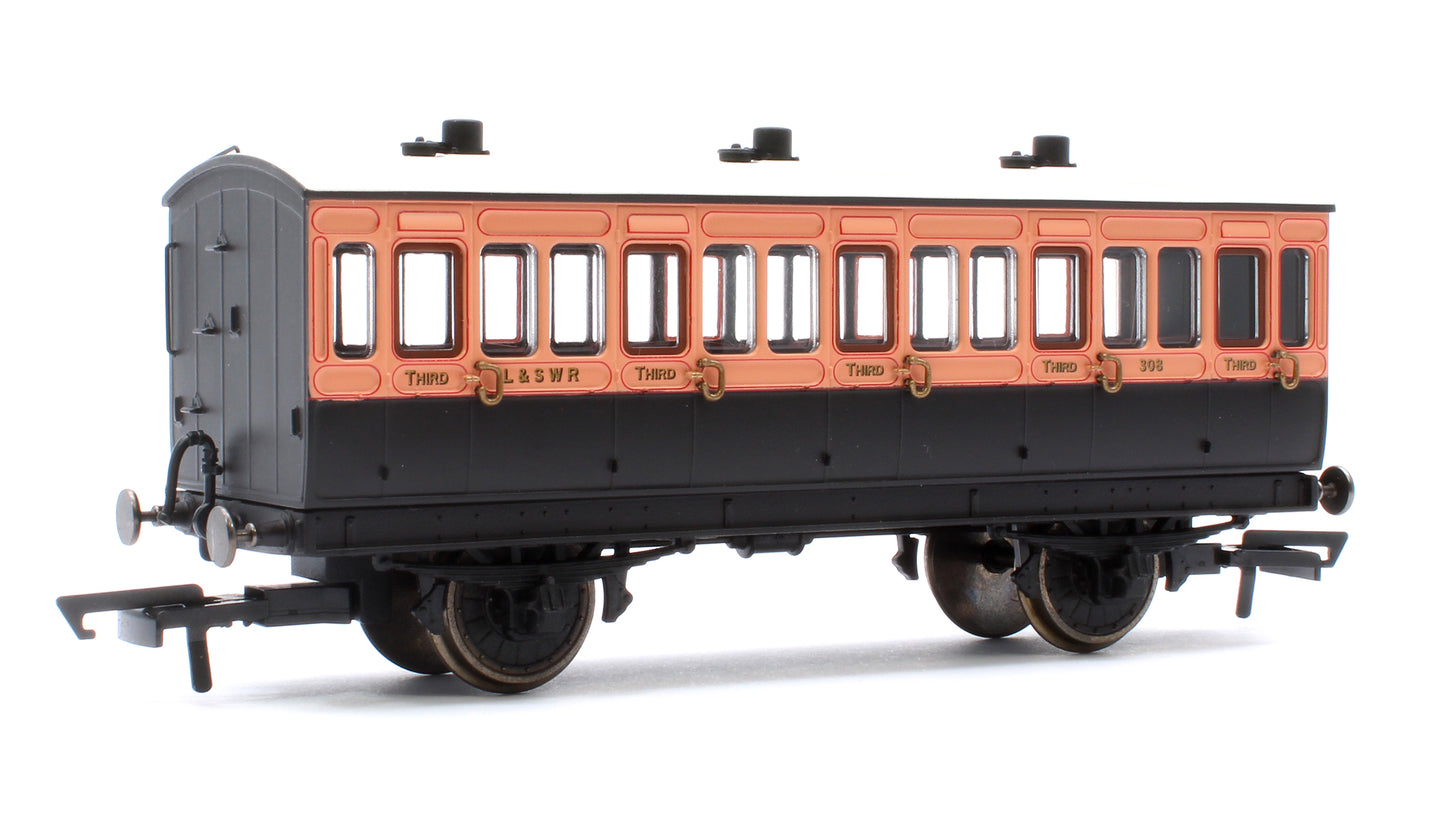 4 Wheel Coach 3rd Class LSWR Brown No.308