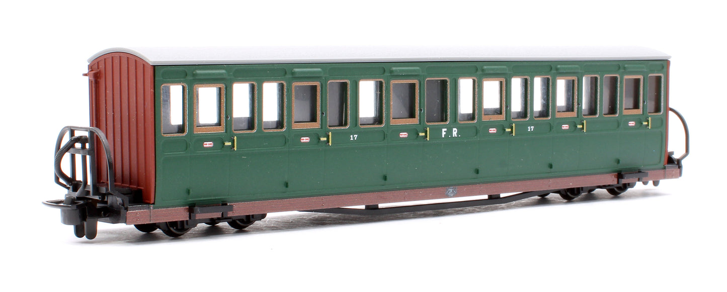 Ffestiniog Railway Short 'Bowsider' Bogie Coach, Colonel Stephens Green, No. 17