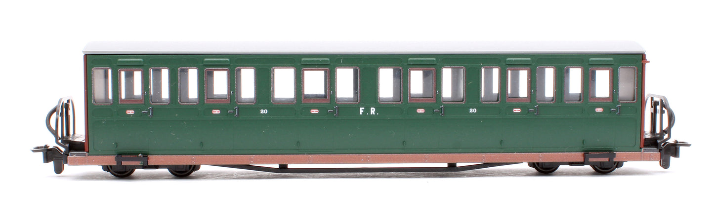 Ffestiniog Railway Long 'Bowsider' Bogie Coach, Colonel Stephens Green, No. 20
